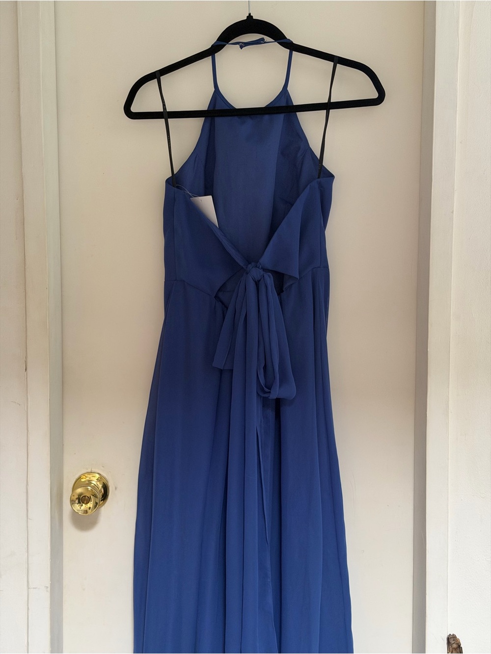 After Six Royal Blue Halter Maxi Dress with Tie-Back